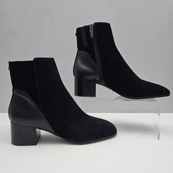 Donald Pliner Kelsee Ankle Boot Womens 9.5 Black Suede Square Toe Heel NEW - Picture 3 of 14